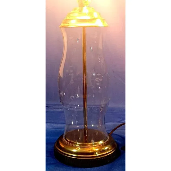 2 Vintage  28" Tall Princess House Heritage Brass Crystal Table Lamps Set Rare - Picture 10 of 11